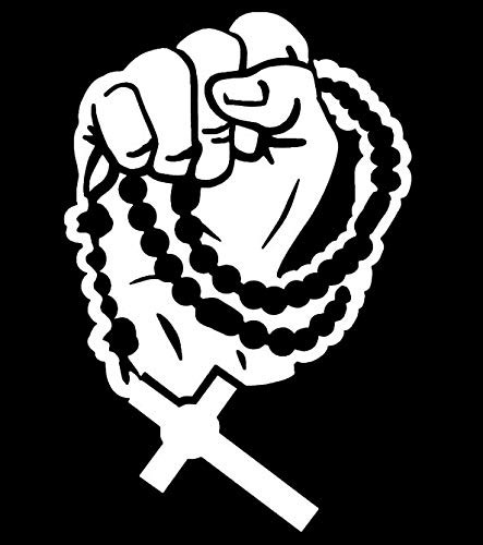 Makarios LLC Rosary Religious Cars Trucks Vans Walls Laptop MKR| White |5.5 x 3.75|MKR831