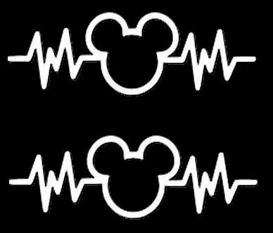 Mickey Mouse Heartbeat 2 Pack White Decal Vinyl Sticker|Cars Trucks Vans Walls Laptop| White |5.5 x 2 in|LLI630