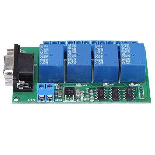 Fafeicy 12V 4 Channel DB9 RS232 Relay Board Remote Control UART Serial Port Switch, Suitable for Car Motor