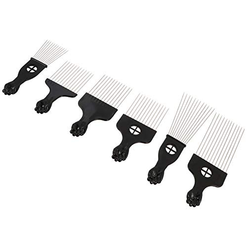 Beaupretty 6Pcs Afro Pick Hair Pick Metal Pick Comb Detangle Wig Braid Hair Styling Comb for Salon Barber Home