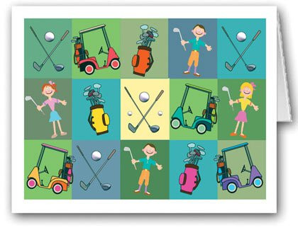 Golf Note Card - 10 Boxed Golfing Cards  and  Envelopes