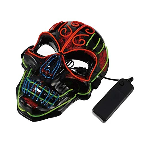 OSALADI Halloween LED Skull Full Face Cover Plastic Creepy Luminous Ghost Face Cover Scarying Masquerade Cosplay Halloween Costume for Women Man