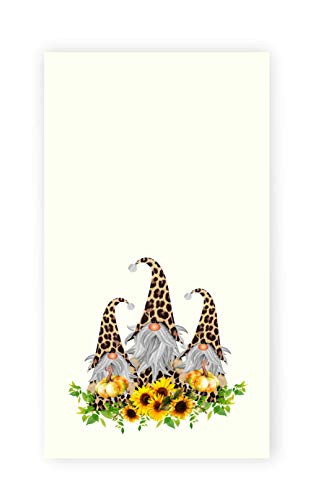 Gnome Leopard And Sunflower Print Kitchen, Bath Hand Towel, Hostess Gift, Tea Towel, Dish Towel