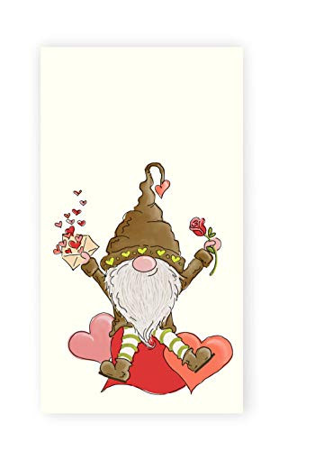 Valentine Gnome and Hearts Kitchen Tea Towel - Gnome Decorative Dish Towel - Holiday Bath Towel Decor - Hostess Gift Valentine Decor
