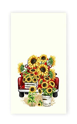 Sunflower Truck Fall Print Kitchen Tea Towel, Bath Hand Towel, Kitchen Decor, Hostess Gift Dish Towel