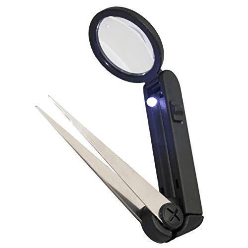 Tweezers Magnifier Glass LED Light First Aid Splinter Survival Camping Emergency