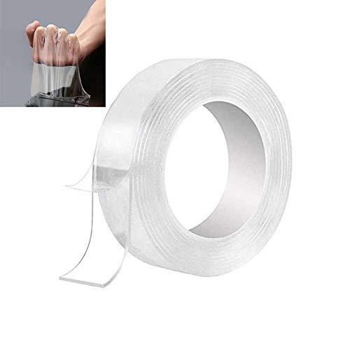 ZTGL Traceless Double Sided Grip Tape, Transparent Gel Mat Tape Multifunctional Nano Movable Washable Reusable Sticky Anti Slip Gel Tape for Paste Photos Posters Or Fix Carpet Mats Etc,THK2mmW3cmL5m