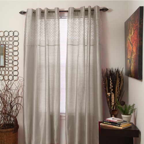 Bedford Home Monica Grommet Curtain Panel, 108-Inch, Beige