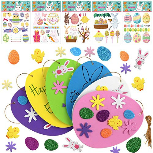 Easter Foam Stickers, Easter Tattoos Stickers, DIY Self-Adhesive Easter Eggs Bunnies Chicks Foam Stickers, for Kids Easter Day Party Crafts Card Making, Scrapbooking Embellishments Basket Decoration