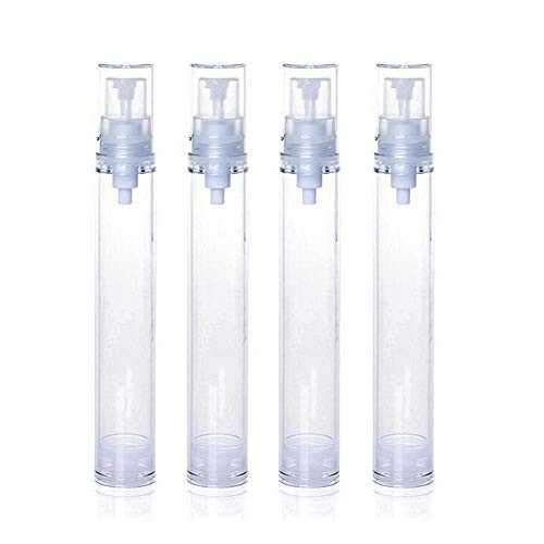 4 Pieces 15ml Clear Refillable Empty Airless Pump Bottle Airless Vacuum Pump Cream Lotion Make Up Bottle Travel Lotion Pump Containers Airless Lotion Dispenser BPA Free Transparent (15ml)