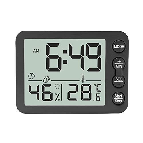 Ayunjia Countdown Timer with Thermometer Kitchen Digital Alarm Clock with Thermometer Electronic Countdown Timer Indoor Thermometer