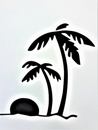 Chase Grace Studio Beach Sunset Palm Trees Ocean Vinyl Decal Sticker|Black|Cars Trucks Vans Jeeps SUV Laptops Wall Art|5.5" X 5.25"|CGS446