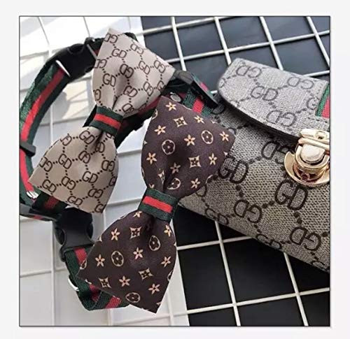 CORBATIN Collar ARNES Perros Y Gatos, EXCLUSIVOS DISEÑOS, DE ALTA GAMA, UNICOS Y Elegantes EN SU Estilo, CON Campana. Color Beige Talla (S)
