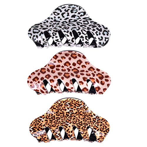 3 Pcs Fashion Acrylic Leopard Hair Claw Clips Strong Solid Grab Hair Jaw Clip Hair Clip Hairpins Elegant Ponytail Holder Women Hair Accessories for Thick Hair (A) 3 Pcs Fashion Acrylic Leopard Hair Claw Clips Strong Solid Grab Hair Jaw Clip Hair Clip Hairpins Elegant Ponytail Holder Women Hair Accessories for Thick Hair (A)