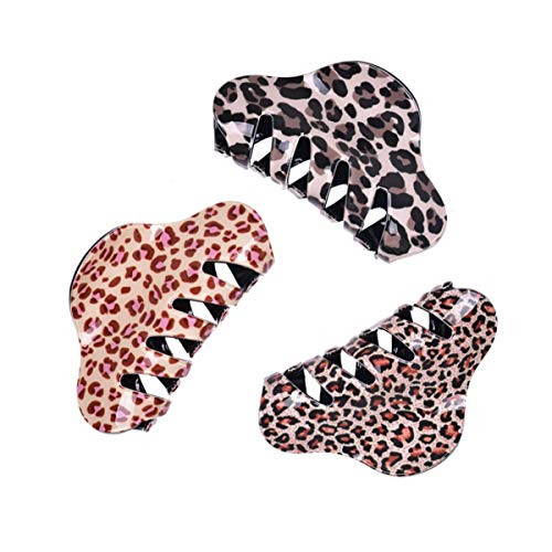 3 Pcs Fashion Acrylic Leopard Hair Claw Clips Strong Solid Grab Hair Jaw Clip Hair Clip Hairpins Elegant Ponytail Holder Women Hair Accessories for Thick Hair (B)