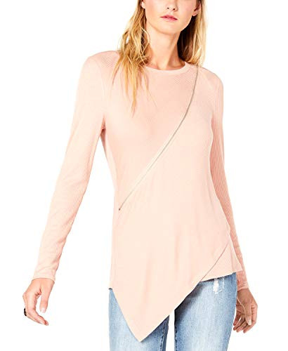 Bar III   Asymmetrical Zipper Top   Sweet Blush   M