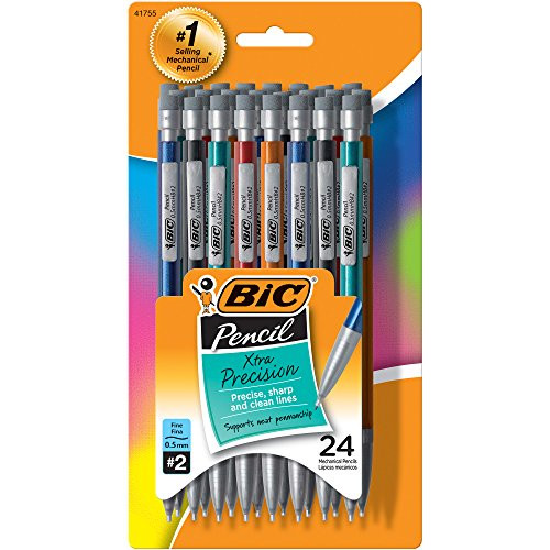 BIC Mechanical Pencil with Metallic Barrels, Medium Point (0.7 mm), 24 Pencils (MPLMP241)