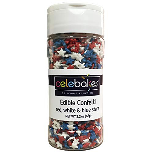 Celebakes Stars Decorating Sprinkles, Red, White, and Blue, 2.2oz