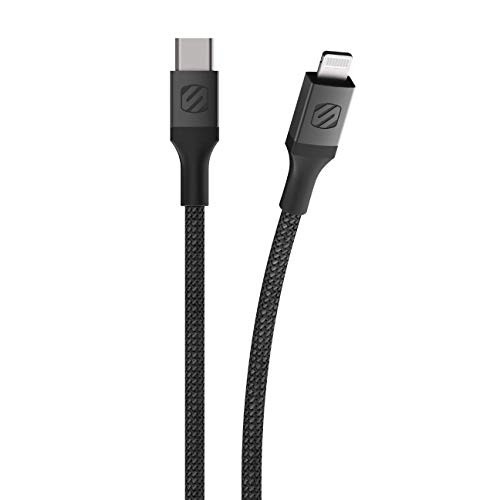 Scosche Ci4B1SG-SP Strikeline MFi Certified Premium Charge  and  Sync Braided Cable for Lightning and USB-C Devices 1-ft. Black