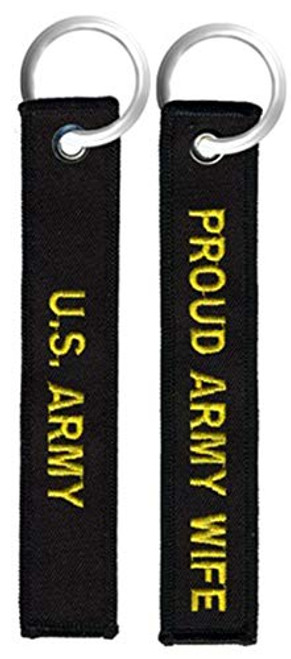 Eagle Crest Proud Army Wife Black Embroidered Key Chain