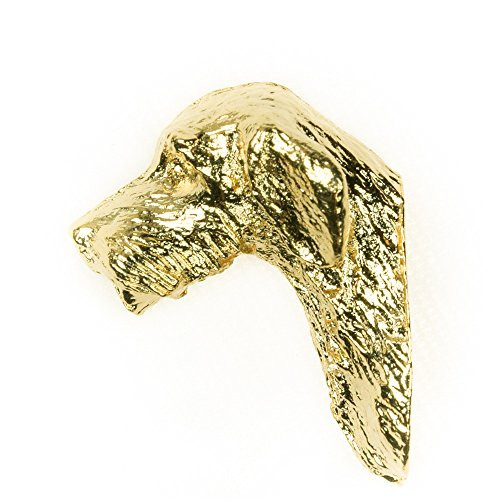 German Wire HAIRED Pointer Made in U.K Artistic Style Dog Clutch Lapel Pin Collection 22ct Gold Plated