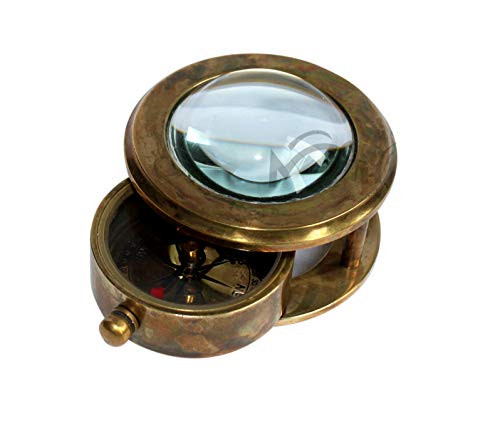 MAH- Brass Compass Desktop Paperweight. C-3255