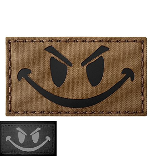 Coyte Brown Infrared Evil Smiley 3.5x2 Tan Arid Tactical Morale Hook-and-Loop Patch