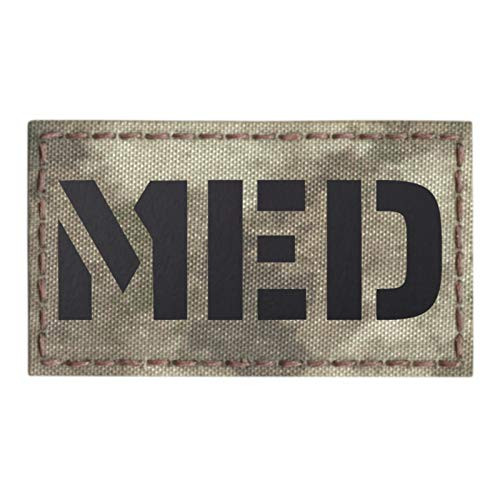 IR A-TACS AU MED Medical EMS 2x3.5 Infrared Arid Tan Tactical Morale Fastener Patch