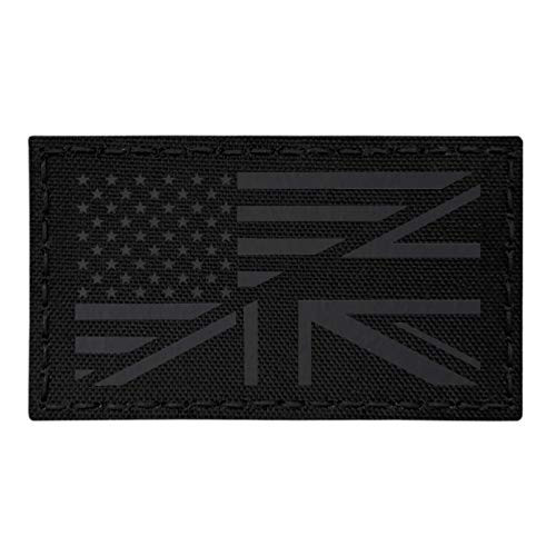 IR Blackout USA UK Union Jack Friendship Flag 2x3.5 Infrared Tan IFF Tactical Morale Touch Fastener Patch