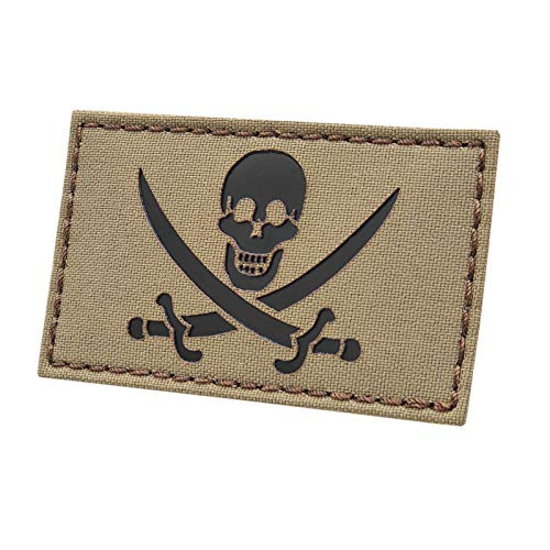 IR Coyote Jolly Roger Calico Jack Pirate Jack Rackham Tan Morale Tactical Fastener Patch