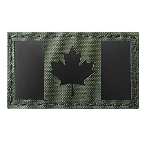 OD Green Infrared IR Canada Flag 3.5x2 Olive Drab IFF Tactical Morale Hook-and-Loop Patch