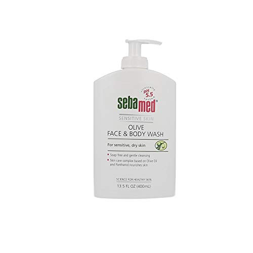 Sebamed Olive Face and Body Wash With Pump for Sensitive and Delicate Skin pH 5.5 Ultra Mild Dermatologist Recommended Cleanser 13.5 Fluid Ounces (400mL)