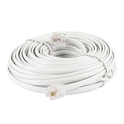 uxcell 12M 39ft RJ11 6P4C Modular Telephone Phone Cables Wire Grey White