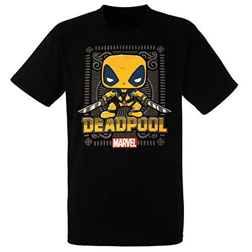 Deadpool Funko Pop Marvel Collector Corps Yellow Shirt, Black (Large)