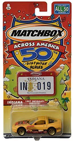 Matchbox 1997 Corvette Indiana  Yellow , Across America 50th Birthday Series