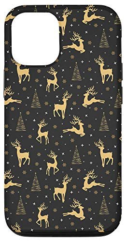 iPhone 12/12 Pro Christmas Pattern Reindeer Pine Tree Star Phone Cover Black Case