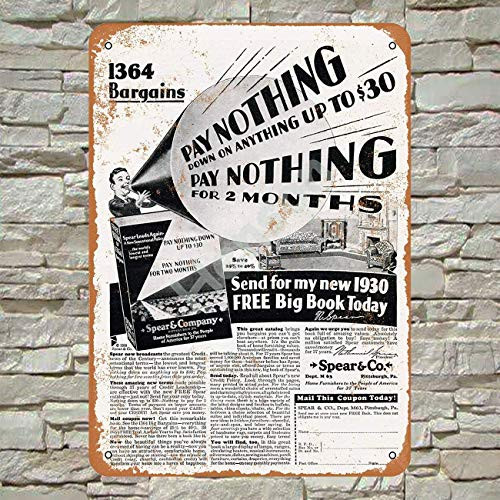 Rainincs Pay Nothing Down for Furniture Warning Signs Metal Safety Signs for Home 8x12