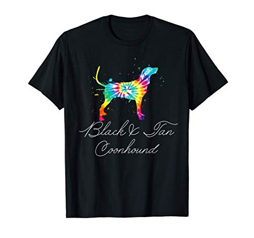Black  and  Tan Coonhound Dog Tie Dye Rainbow Dog Mom Love-r T-Shirt
