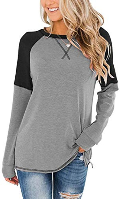 Younsuer Women's Color Block Round Neck Tunic Tops Casual Long Sleeve Loose Shirt Blouse Sweatshirt Grey Younsuer Women's Color Block Round Neck Tunic Tops Casual Long Sleeve Loose Shirt Blouse Sweatshirt Grey