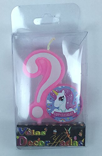 UNICORN QUESTION MARK BIRTHDAY CAKE CANDLE