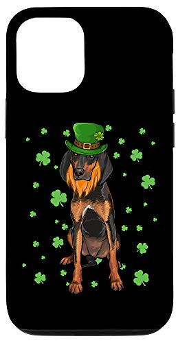 iPhone 12/12 Pro St Patricks Day Black and Tan Coonhound Dog Shamrock Gift Case