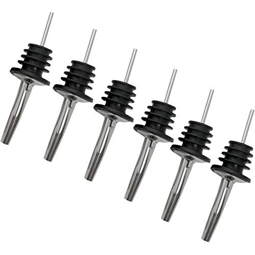 Ellsang 6PCS Stainless Steel Pourers, Wine Speed pourer, Liquor Bottle Pourers and Vinegar Tapered Stopper Olive Oil Spout