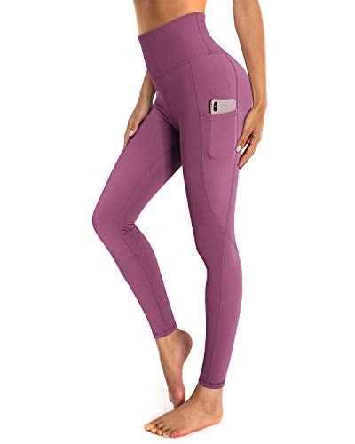 OUGES Womens High Waist Yoga Pants with Pockets Workout Running Leggings(Color02,XL)