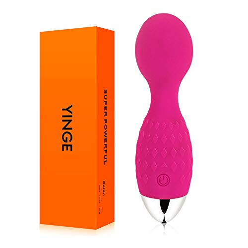 YINGE Mini Wand Massager, Small Cordless Personal Massager Handheld with Powerful Vibrating Speeds  and  Modes, Waterproof and USB Rechargeable Wand Massage, Recovering Back Neck Legs, Quiet