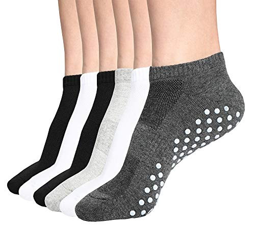 Grip Socks, 6 Pairs Non Slip Anti Skid Socks for Yoga,Pilates,Barre,Dance,Trampoline, Fitness for Unisex