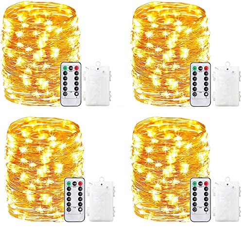 Waterproof Fairy String Lights 4 Pack 20Ft 60 Led Battery Operated with Remote Control Timer Copper Wire Twinkle Firefly Lights for Bedroom Wedding Christmas Indoor Outdoor Decor (Warm White) Waterproof Fairy String Lights 4 Pack 20Ft 60 Led Battery Operated with Remote Control Timer Copper Wire Twinkle Firefly Lights for Bedroom Wedding Christmas Indoor Outdoor Decor (Warm White)