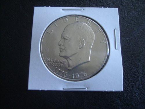 Eisenhower Dollar Coin 1976 P IKE Eisenhower Bicentennial Dollar Coin in Cardboard 2X2 Holder