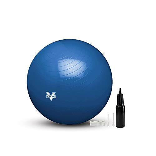 Valeo Exercise Body Ball - Professional Grade Anti-Burst Fitness, Balance Ball for Pilates, Yoga, Stability Workout  and  Training Physical Therapy, 65CM/26IN, BLUE Valeo Exercise Body Ball - Professional Grade Anti-Burst Fitness, Balance Ball for Pilates, Yoga, Stability Workout  and  Training Physical Therapy, 65CM/26IN, BLUE
