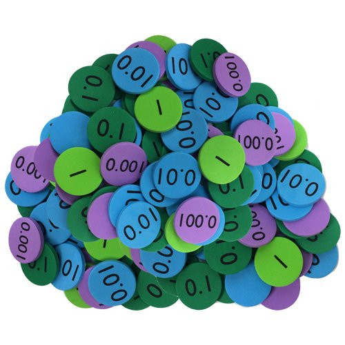 EAI Education QuietShape Foam Place Value Disks Thousandths to Ones: Set of 120