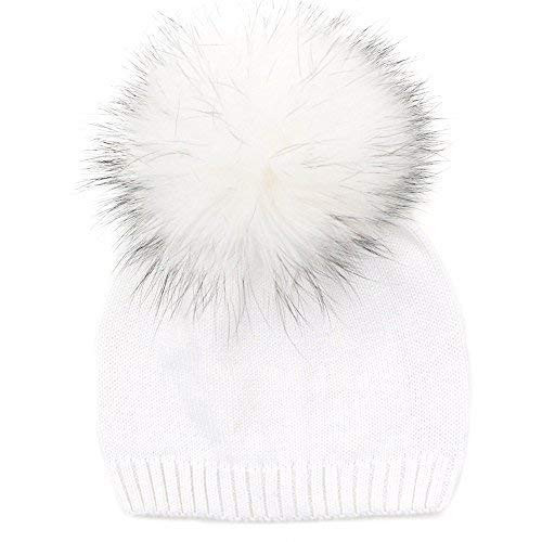 GZHilovingL 6-36 Month Kids Knit Pom Beanie Hat Baby Spring Cotton Crochet Bonnet White